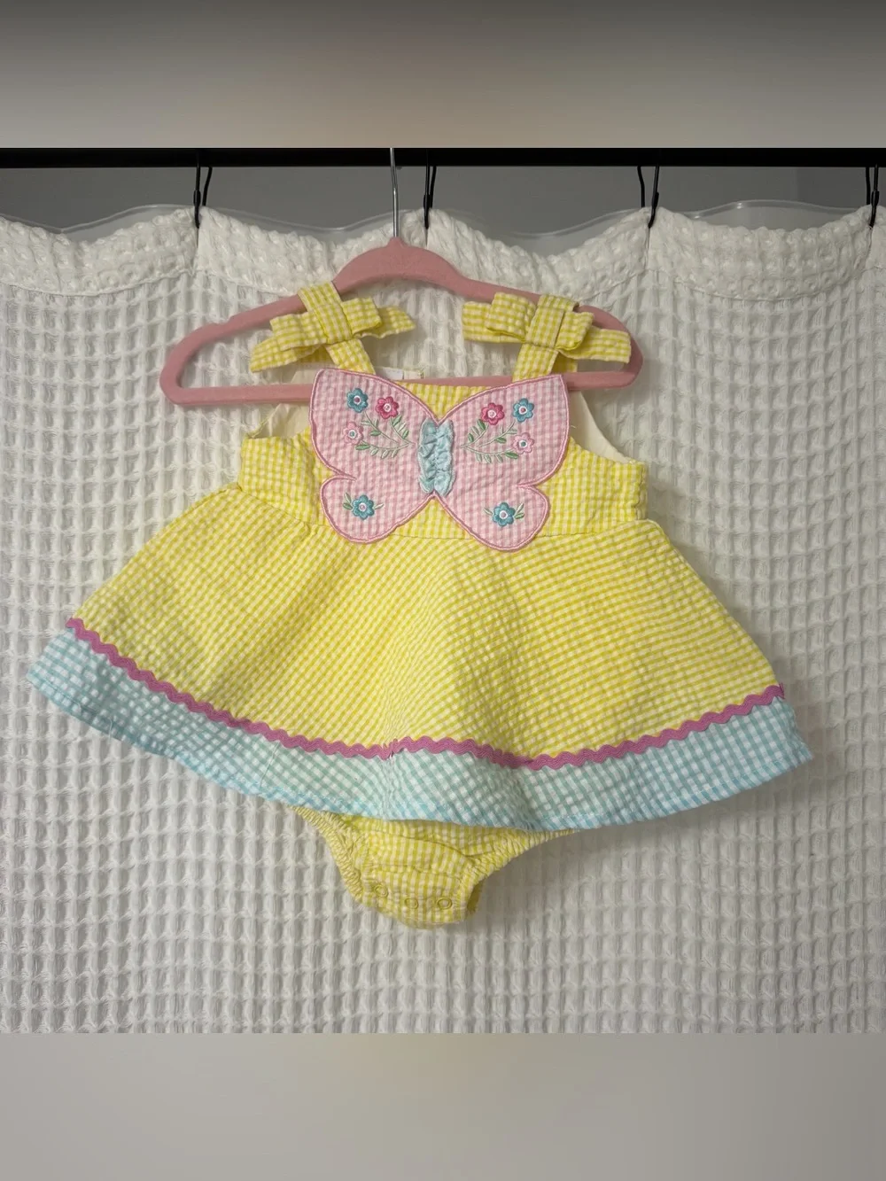 Yellow Gingham Baby Girl Romper
